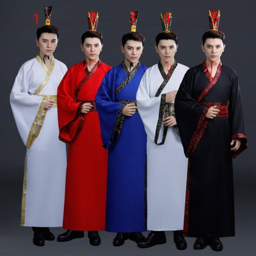 Men's Chinese folk dance costumes Hanfu  ancient  traditional dance warrior swordsmen drama cosplay robes clothes